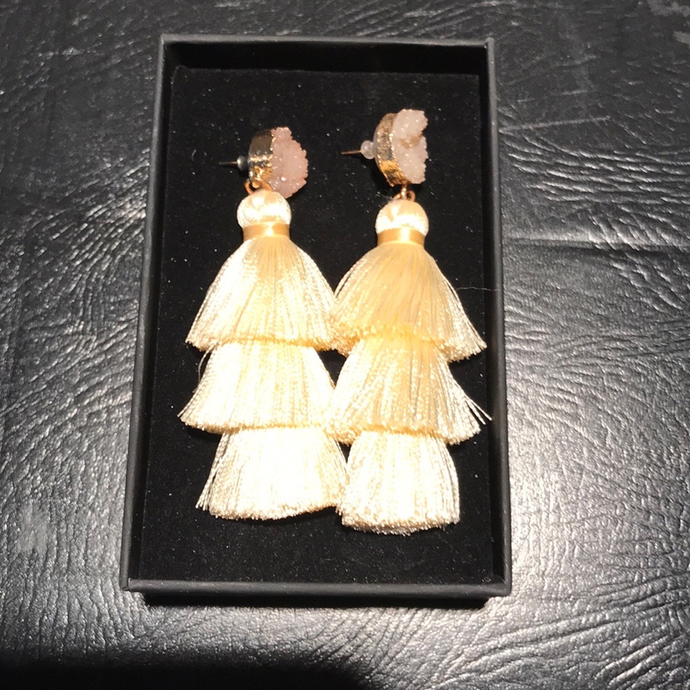 Cream, multi layered, earrings